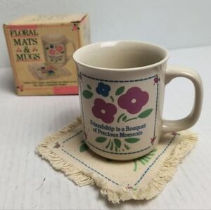 Giftco Floral Mats & Mugs Ceramic Friendship Is a Bouquet Of Precious Moments Vg